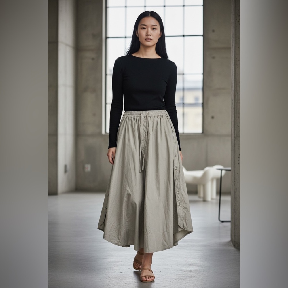 High-end Zara Woman SRPLS 100% Cotton button side size L large pockets